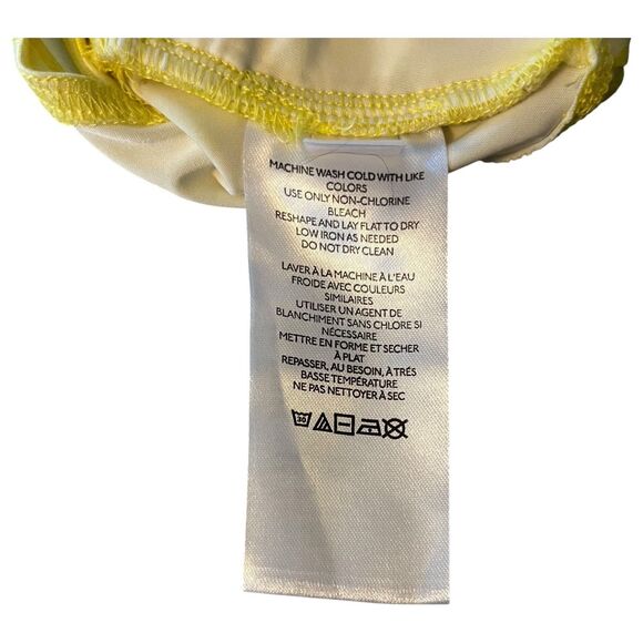 New Urban Outfitter Yellow Swirl Plunge Neckline Crossed Tie Back Crop Top SmalL - Picture 9 of 11